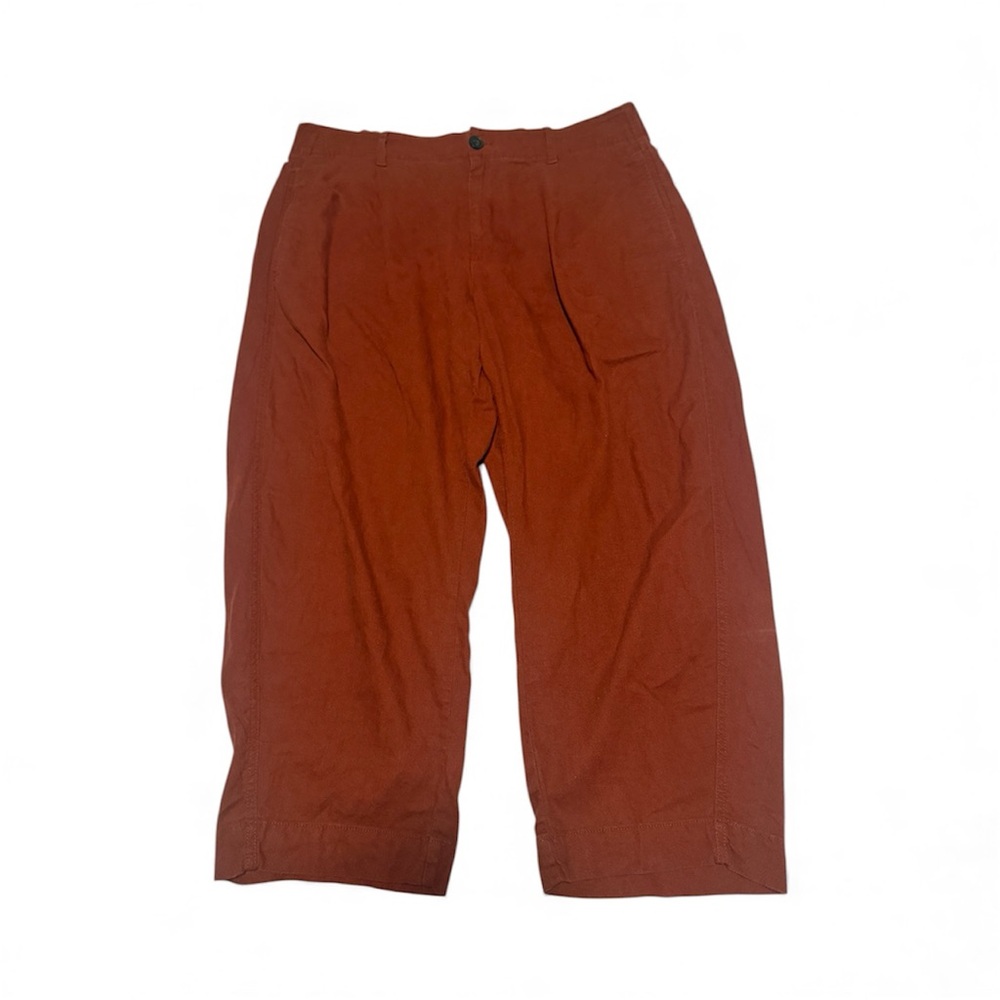 GAP Mid Rise Linen-Blend Barrel Pants - L Petite